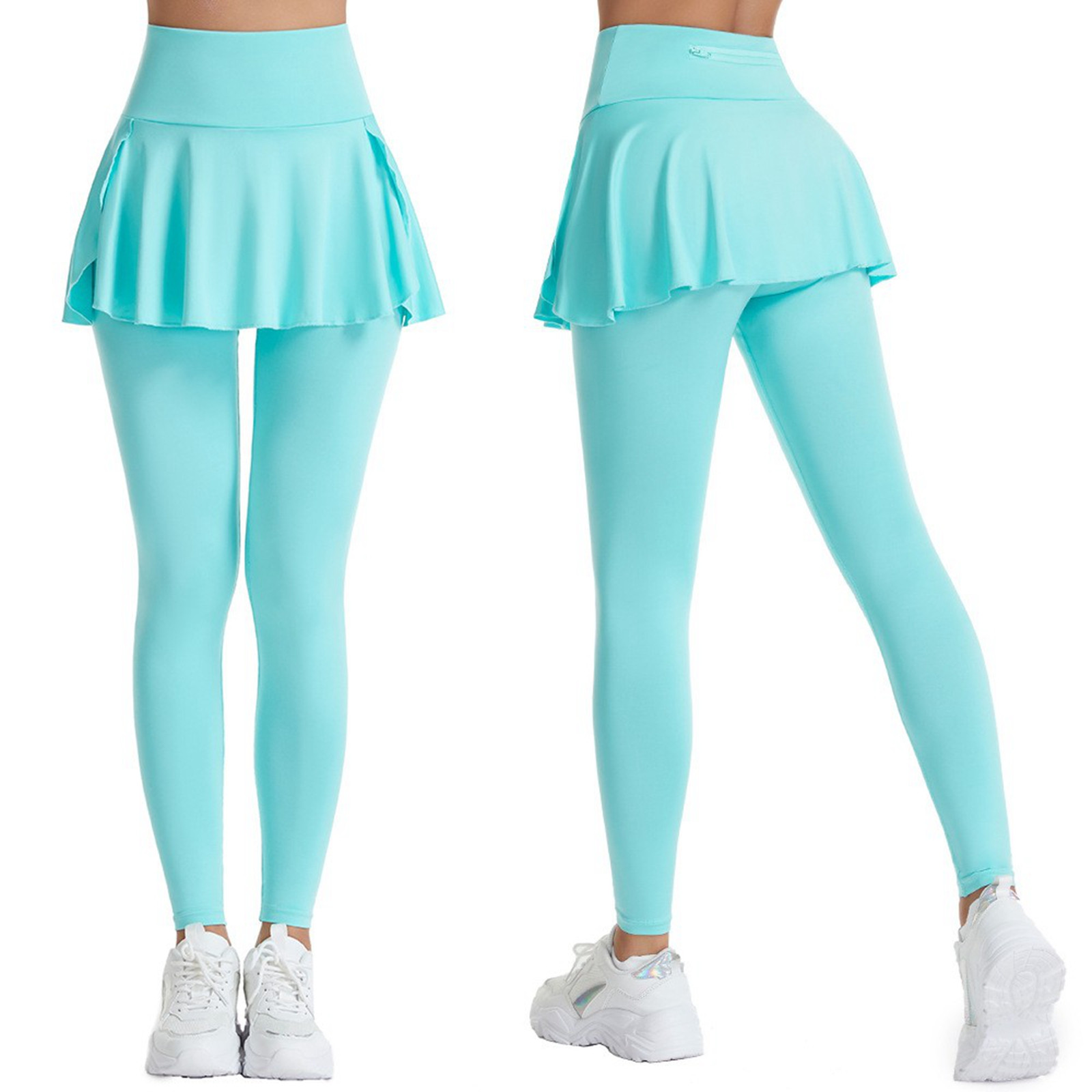 thumbnail image 2 of Falda deportiva plisada de color liso para mujer, cintura alta, que realza las caderas, falda pantalón para bádminton, 2 of 8